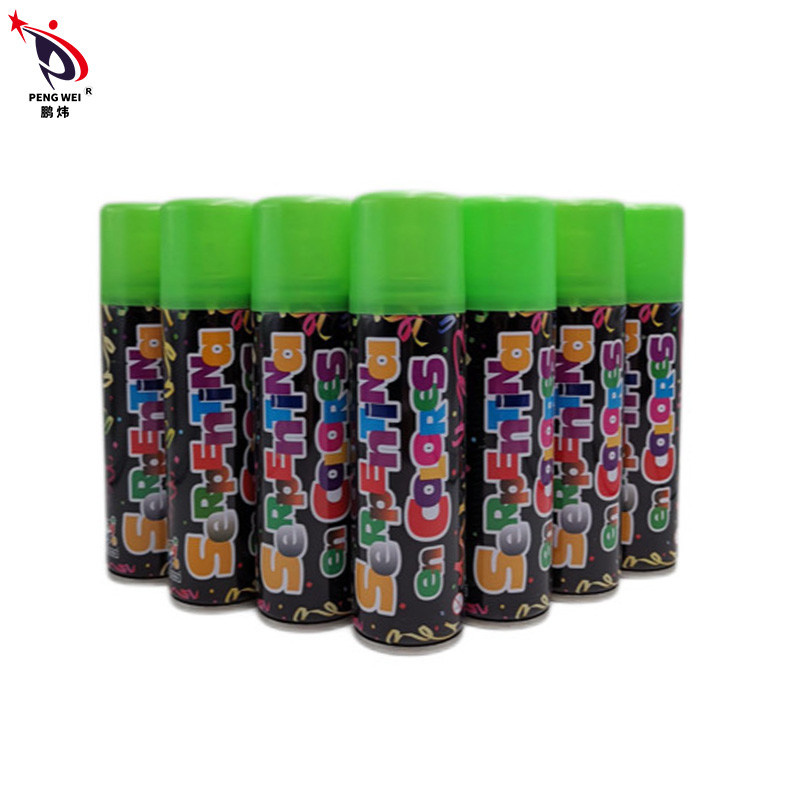 Espray loco multicolor de la secuencia de PENGWEI, Tin Silly String Spray Streamer