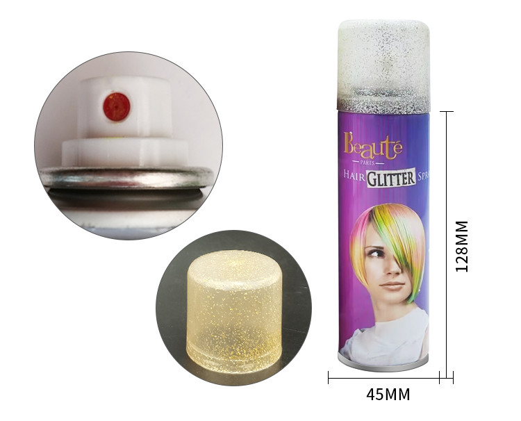 Colorido 150ml Spray de brillo para el cabello con luz Sostenga el peinado MSDS