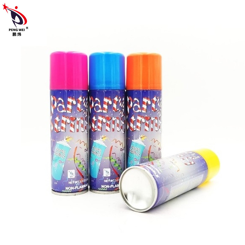Hecho a medida 80 gramos de colorido Silly String Spray Fiesta de bodas